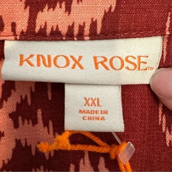 Knox Rose women’s Dark red and pink Button up Long Sleeve Blouse plus size - Picture 3 of 9